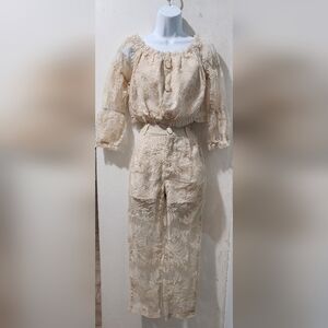 Elegant Cream Lace Set Pants